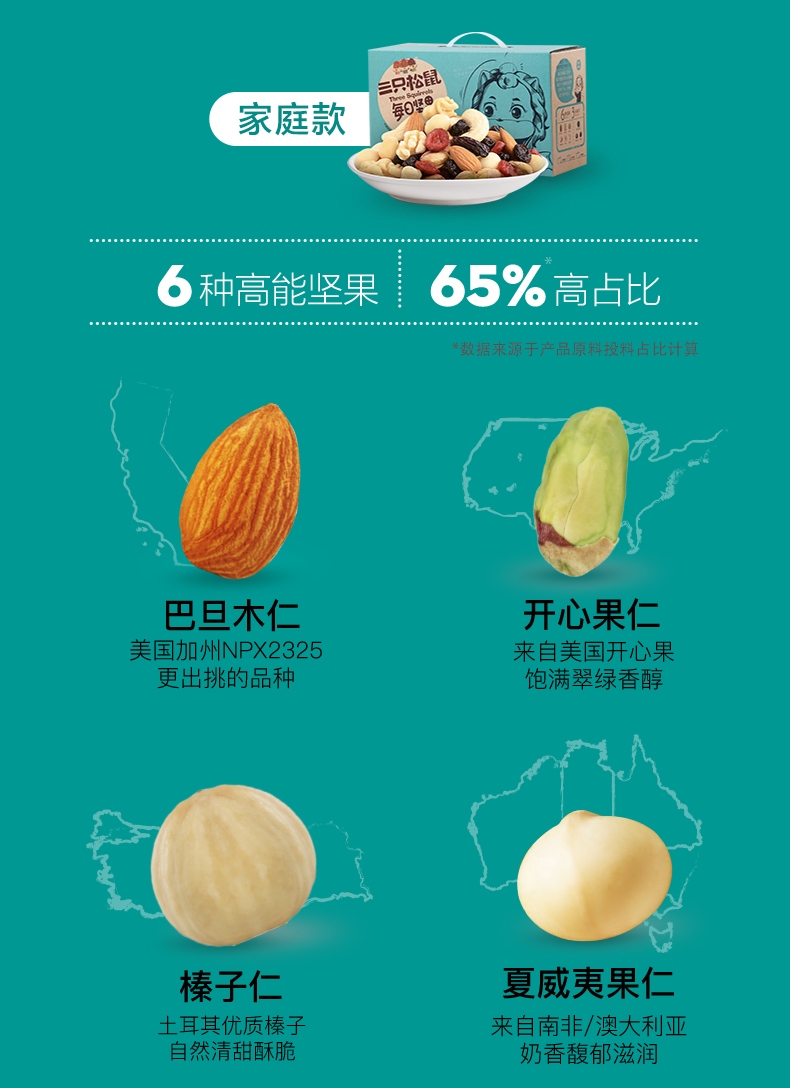 三只松鼠 每日坚果 750g/30袋 纯果仁果干6:3科学配比 图3