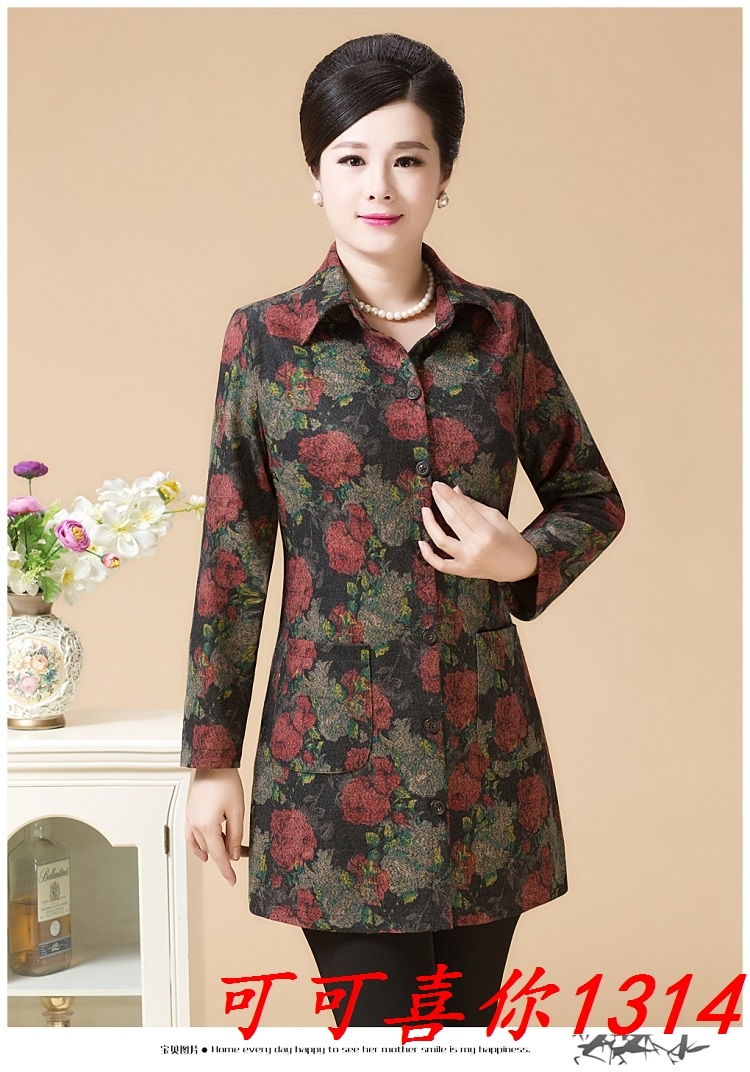 Áo khoác nữ mùa xuân và mùa thu của phụ nữ trung niên Áo khoác dài cho bà mẹ mùa thu 40-50 tuổi quần áo thời trang nữ cao cấp