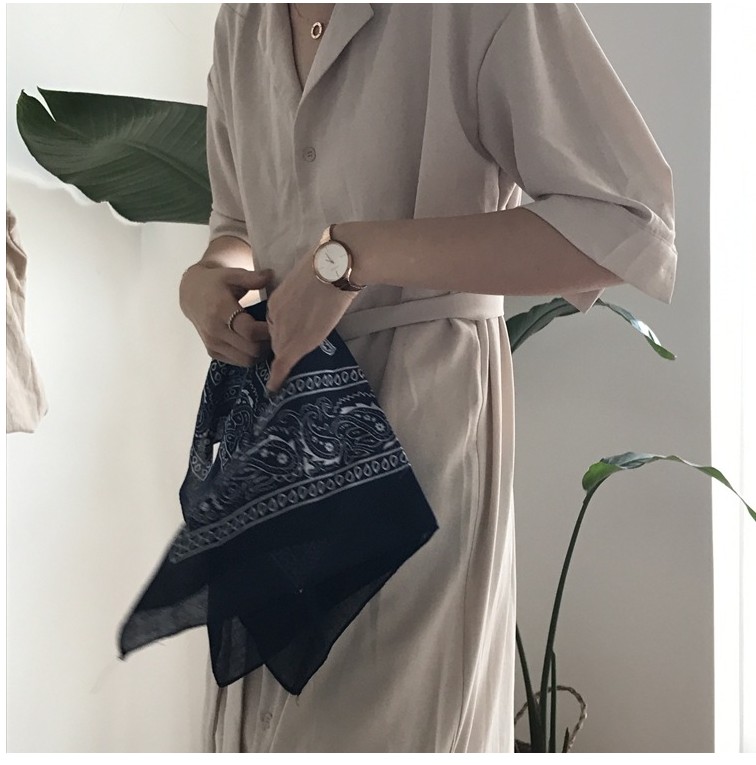 Tóc ban nhạc Hàn Quốc mũ đỏ retro hoa điều khăn quàng cổ vuông Han Han siêu cổ tích hip hop đường phố hipster headscarf shop bán dây buộc tóc đẹp