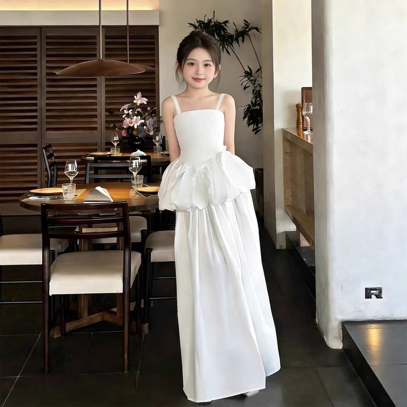 White Girl's Dress for Birthday Party, Princess Dress, Stylish Host Runway Show 2026 New Model, Piano Performance Dress, Haute Couture White Girl's Dress for Birthday Party, Princess Dress, Stylish Host Runway Show 2026 New Model, Piano Performance Dress, Haute Couture