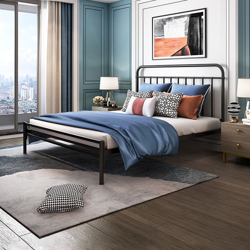 Temple of Heaven furniture wrought iron bed simple modern double iron frame bed 1.8m1.5 princess bed iron bed children's single bed