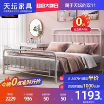 Temple of Heaven thickened steel bed Iron bed Double bed 1 8 meters high and low frame bed 1m1 2 Single Wrought iron bed 1 5 Princess bed