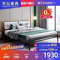Temple of Heaven furniture All-steel art bed Simple modern double iron frame bed 1 8 meters 1 5m thickened stainless steel iron bed