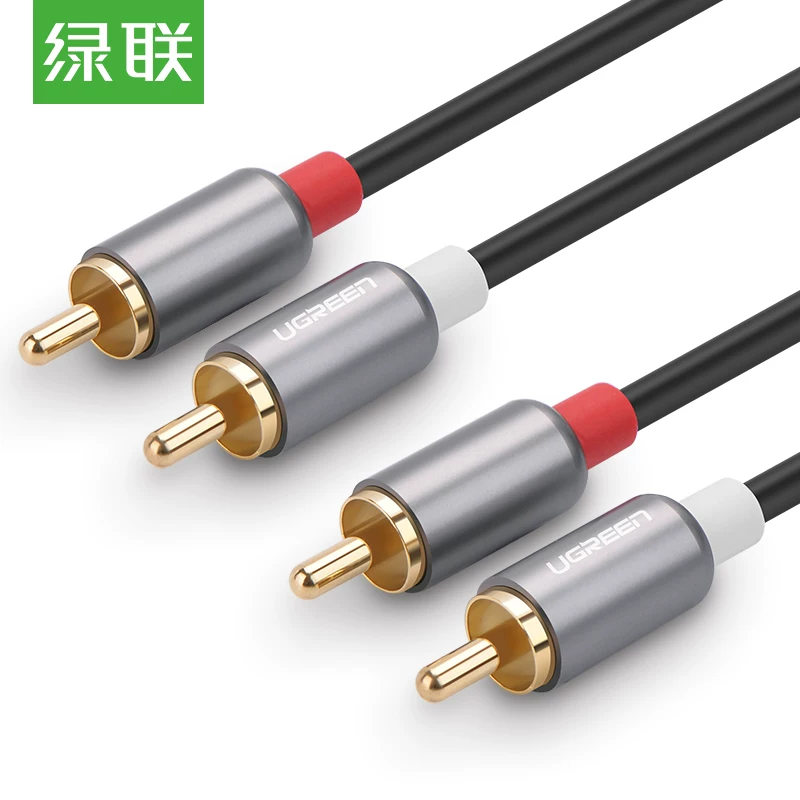 Аудиокабель UGREEN Green Union AV104 2RCA в 2 RCA, красный и белый, двойная лотосная аудиокабель
