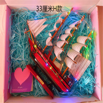 Smooth sailing Solid wood sailing model Living room office entrance decoration ornaments Crafts Opening gift