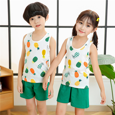 Boys and girls summer clothes 2020 new children's clothing Children's summer Korean version of the tide clothes year-old baby vest short-sleeved suit