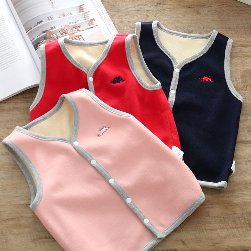 Children's one-body fluff wearing a nail child in pure cotton soft elastic sweater winter pie girl warm horse vest