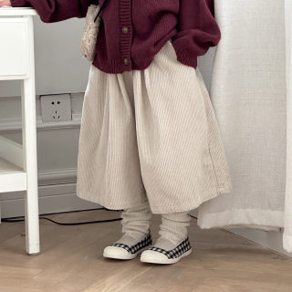 韩版童装女童灯芯绒阔腿裤25秋冬新品宝宝洋气百搭七分裤洋气裙裤