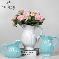 Ceramic Simple Modern Fashion Dining Table Flower Arrangement Dried Flowers Flowers Living Room Home Decoration European White Vase