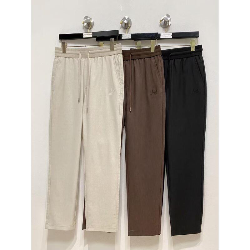 Italian-Style Lp Men's Clothing 26 Spring/Summer New Old Money Style Small Embroidery Business Casual Pants Linen Straight Fashion Long Pants for Men