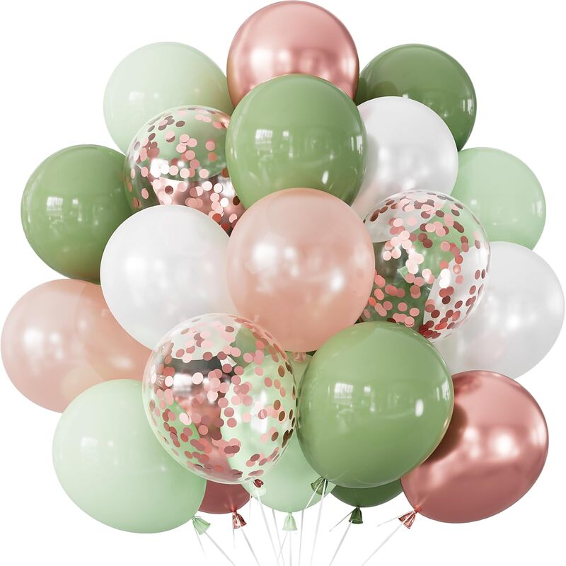 10inch Thick Matte Balloons Avocado Green Vintage Pink Creative Birthday Confession Wedding Decoration Set of 50
