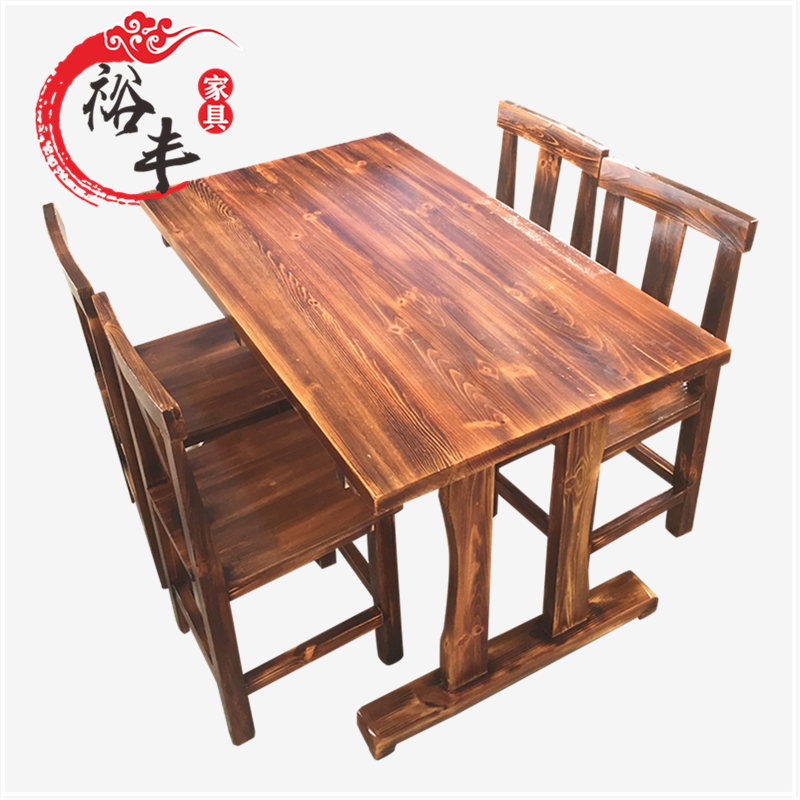 Decarbonated solid wood string Sesame Hotel Dining Table Chairs Noodle Restaurants Table And Chairs Hotpot Table Rice Flour Shop Table And Chairs Canteen Dining Table And Chairs