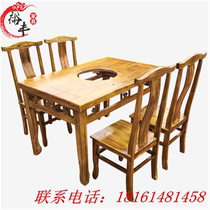 Solid wood fondue tables and chairs charcoal marble wood fondue tables and chairs cooker liquefied gas stove hot pot table table