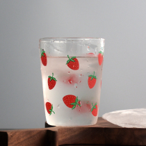 ins young girls heart strawberry glass cute home cup drink cup milk cup tea cup water cup fruit juice cup
