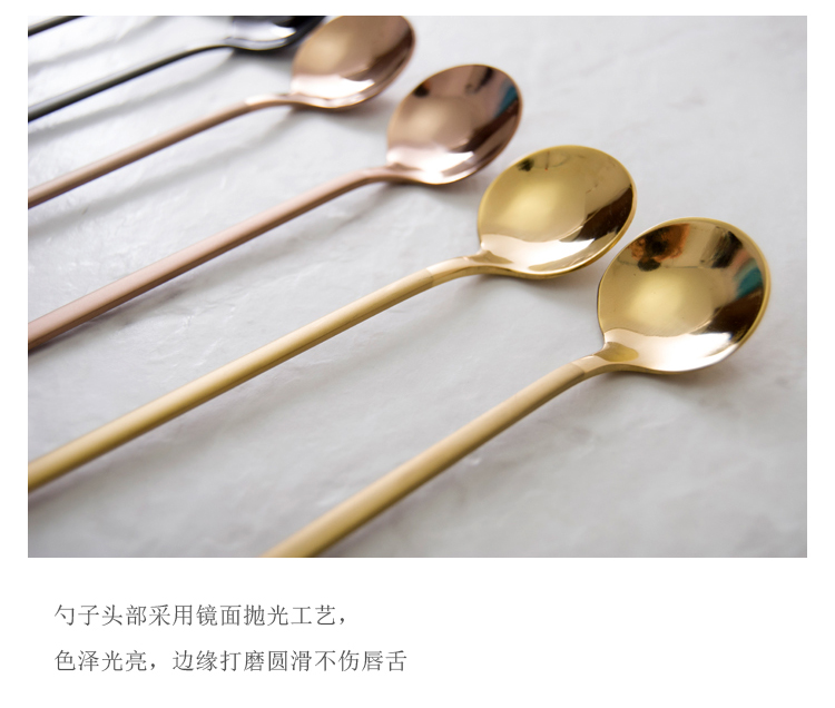 Bắc Âu 304 thép không gỉ tráng miệng muỗng cà phê khuấy thìa sữa chua trái cây súp thìa thức ăn phương Tây tròn bé thìa nhỏ - Cà phê dụng cụ pha cà phê thủ công