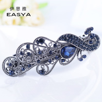 Oops! horizontal clip Han version retro style Horsetail Clip Alloy Hair clip Han style Mülen inlaid drill Large number spring clip edge clip