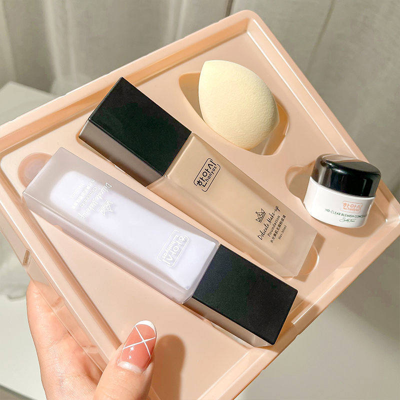 Ranko Isolation cream Tongan Powder Bottom Liquid Makeup Front Breast Control Oil Bottomed Flawless Three-in-one Suit Ti Bright Color Student