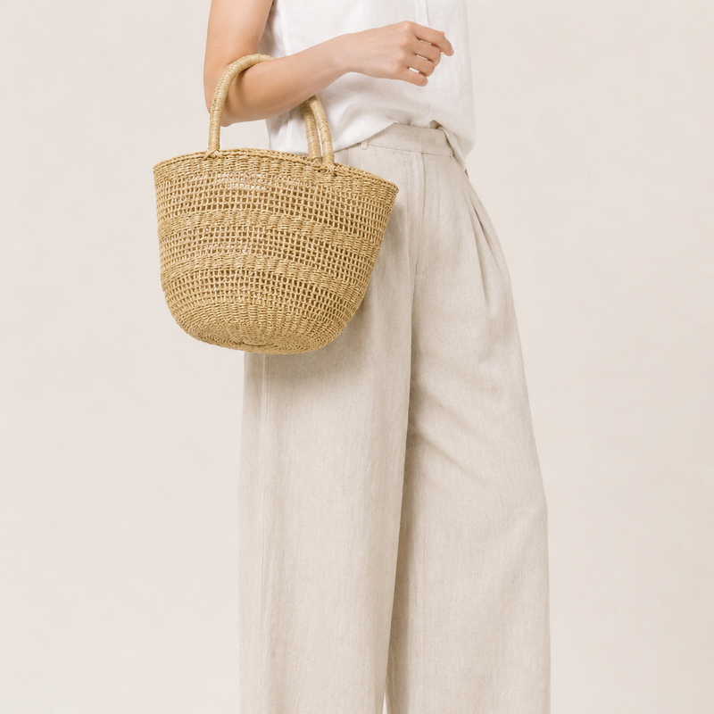 Xuxing Handmade Straw Basket, Straw Bag, Women's Handbag, Shopping Bag, Hollow Woven Design, Ins Style