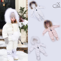 Spot MILOVES baby duvet clothing Girls boys Snow ski suit Winter warmer thicker hair collar