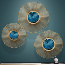 Nordic light luxury electroplated golden entrance wall decoration hotel club wall hanging creative round decorative painting European style
