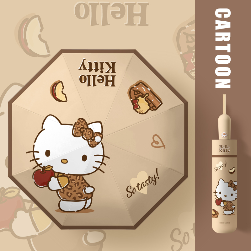 Sanrio Genuine Hello Kitty Automatic Umbrella, Cute Student Sun Umbrella with Hello Kitty Design
