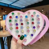 Color drill ring box of childrens ring girl princess imitation diamond crystal adorable gift box with love box gift card
