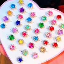 Color drill ring a box of new childrens rings Rings Cartoon Girl Princess Jewellery Crystal Gem Diamond Toy Woman