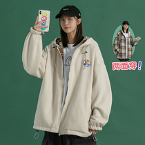 Mint Planet Autumn and Winter Jacket Womens New Joker Plaid Jacket Student bf Hooded Top Tide