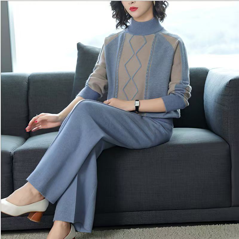 Maxmurny Luxury Autumn and Winter New Wool Knitwear, Versatile, Casual and Elegant Two-Piece Casual Suit