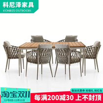 Nordic outdoor table and chair courtyard garden leisure dining table rattan chair three-piece balcony chair outdoor villa terrace combination
