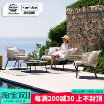 Rattan sofa outdoor sofa courtyard single double designer modern minimalist leisure rattan chair sofa coffee table combination