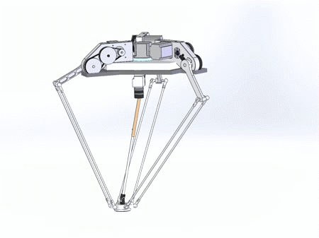 同步带并联机械手机器人抓手仿真设计solidworks图纸3D三维模型