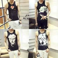 Tay nhanh màu đỏ với nam triều nam Slim cotton thanh lịch màu rắn bó sát nam mồ hôi vest mùa hè áo thể dục