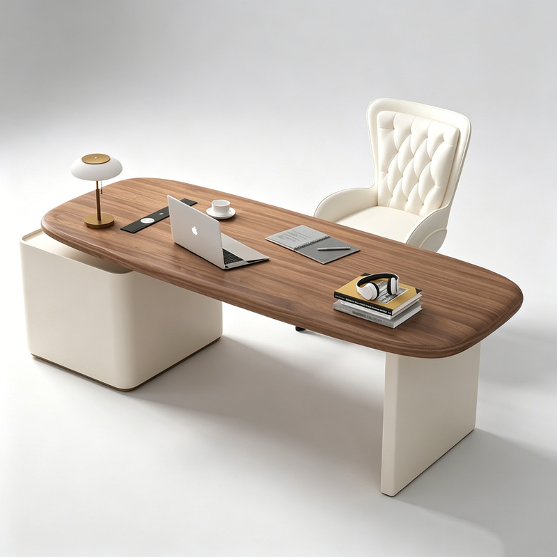 Medieval-Style Study Room Solid Wood Desk with Drawers, Italian Minimalist Home High-End Computer Desk, Long Writing Desk
