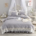 Công chúa ren gió bông denim giường cotton Hàn Quốc phiên bản của đơn giản 1.8 đúp áp dụng váy ngủ tờ mô hình - Bộ đồ giường bốn mảnh Bộ đồ giường bốn mảnh