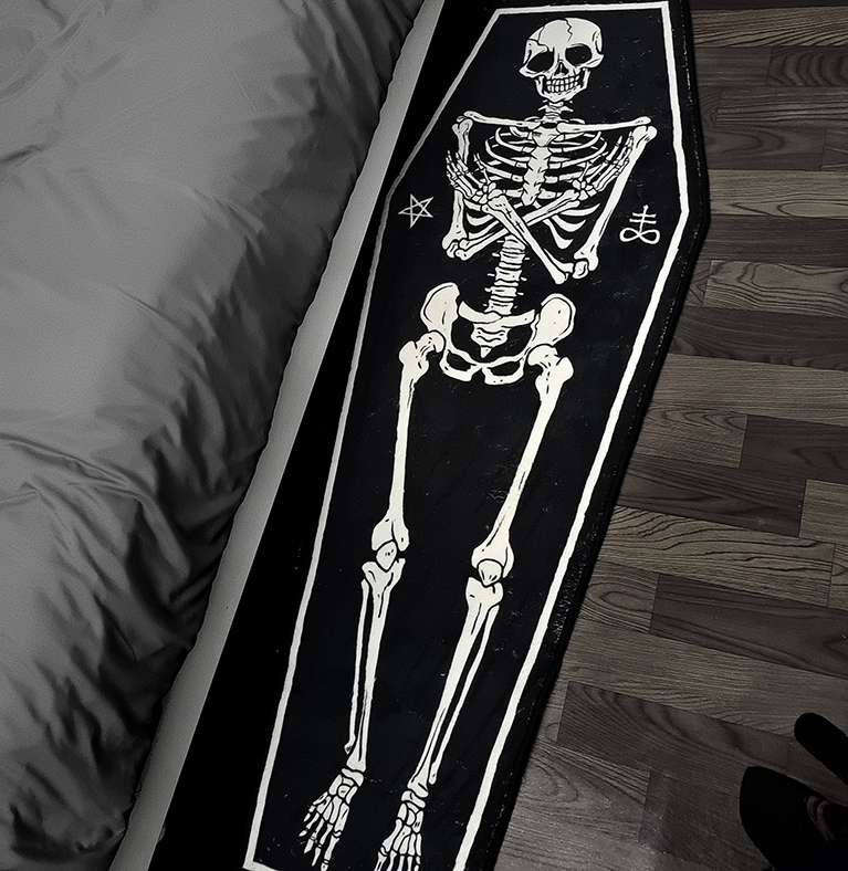 Dark Original Gothic Floor Mat with Metal Skull, Satanic Tattoo, Bedside, Biker, Bad Bloodline, Halloween Decorative Carpet Dark Original Gothic Floor Mat with Metal Skull, Satanic Tattoo, Bedside, Biker, Bad Bloodline, Halloween Decorative Carpet
