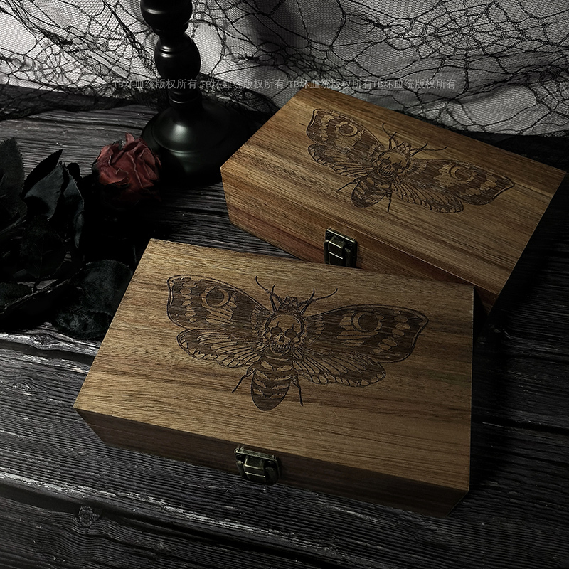 Bad Bloodline Original Ghost Moth Jewelry Wooden Box Gothic Hannibal Vampire Altar Witch Medieval Storage Box