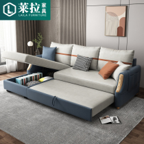 Nordic solid wood sofa bed folding dual-use home living room multi-functional sitting and sleeping small apartment can be stored push-pull