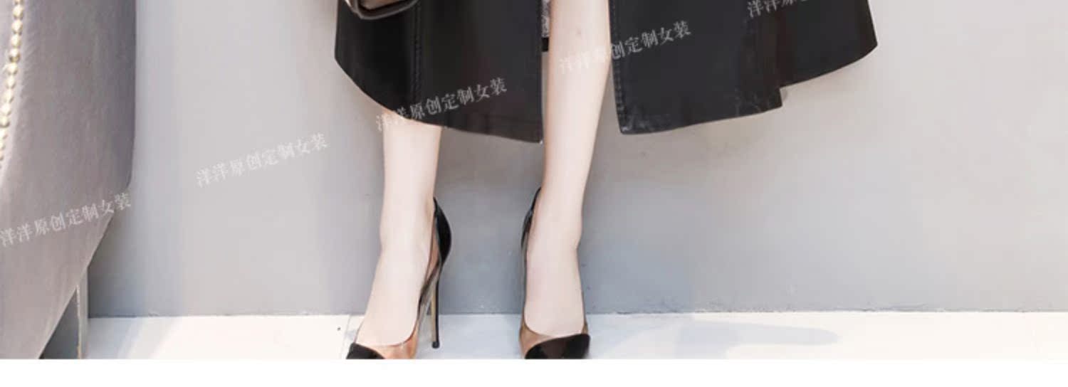 Áo khoác da nữ dài đến đầu gối Áo khoác hàn quốc 2018 xuân hè mới khí chất mỏng Slim Hained áo gió bằng da áo da thật cao cấp