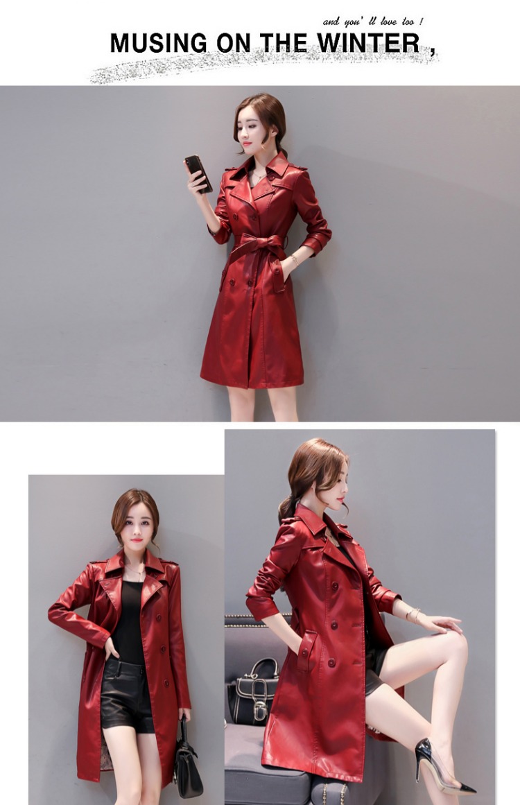 Áo khoác da nữ dài phần Slim 2018 xuân hè mới Hained là áo khoác mỏng và đa năng Áo khoác da gió Hàn Quốc áo da lộn nữ