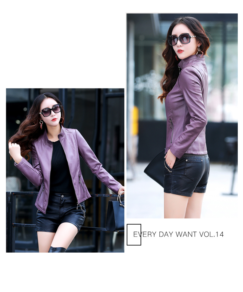 Áo khoác da nữ bằng da ngắn 2018 xuân hè mới Hàn Quốc Slim skinny nữ áo khoác da thủy triều áo bomber da lộn