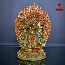 Nepal Buddha statue six-armed Mahagala 35cm full gilt face posture is good Karma Ruyi shop