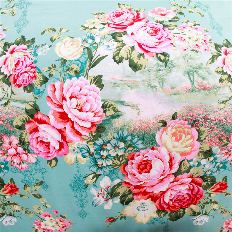 2019 mới hoa lớn hoạt động in ấn và nhuộm bông giường cotton twill mùa lanh dưới hồ xanh Khăn thân thiện với da màu xanh - Khăn trải giường ga trải giường cotton