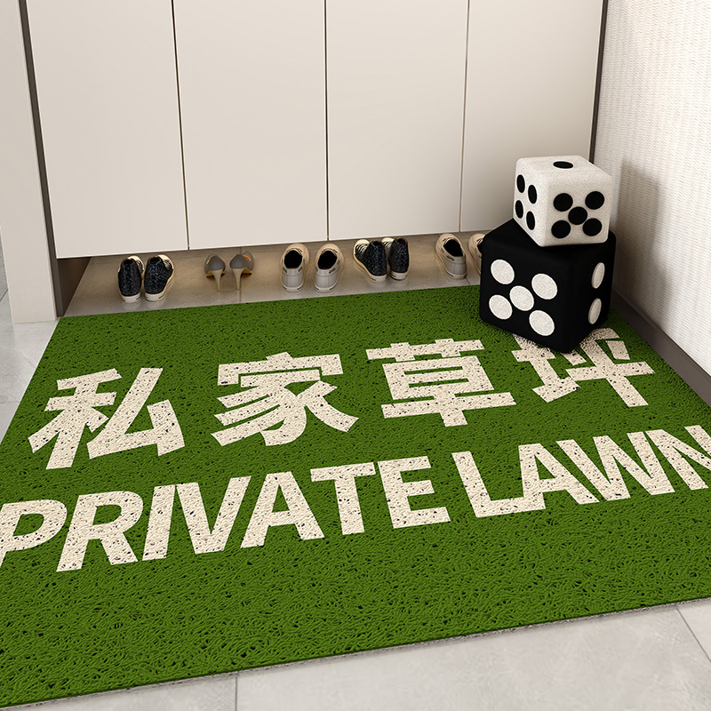 Green Quirky Entrance Mat with Wire Loop Design, Customizable for Private Lawns, Home Use, and Entryway Carpet