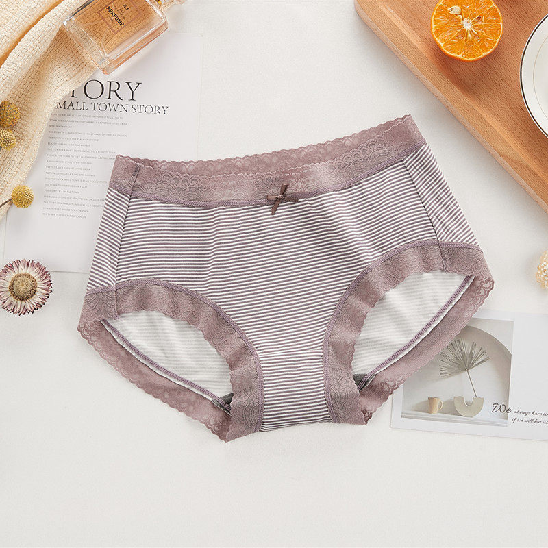 4 Brands Lady Underwear Middle Waist Sexy Lace Without Mark Small Corner Meat Pants Head Graphene Antibacterial Pure Cotton Stall