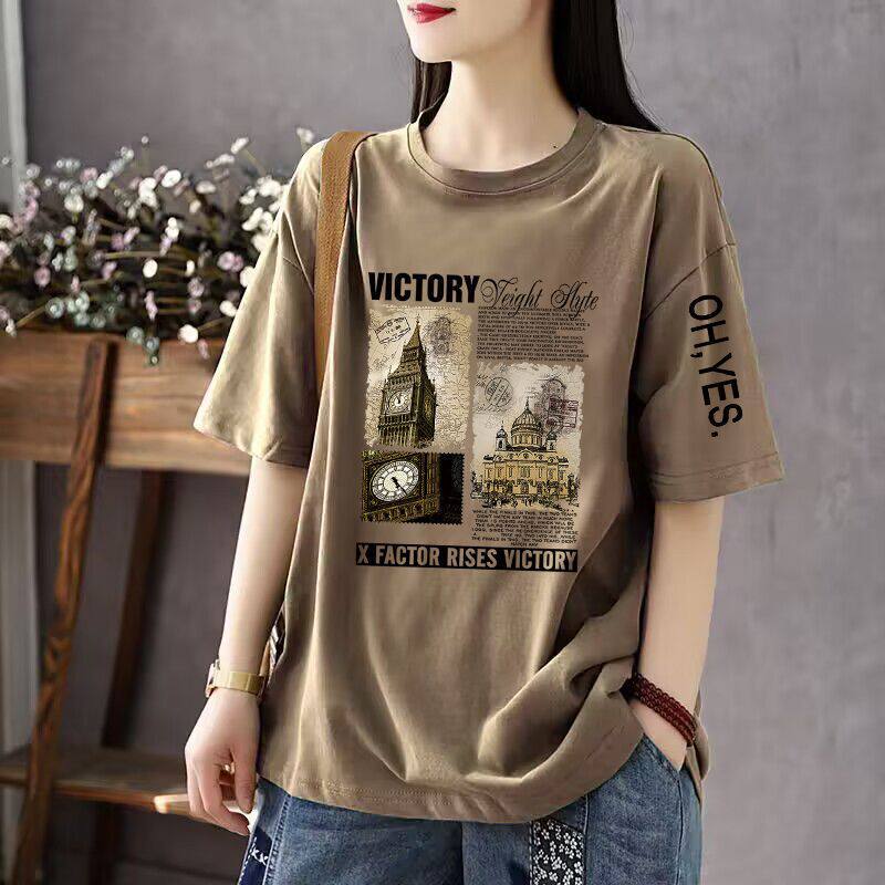 Pure Cotton T-Shirt for Women, Short-Sleeved, Plus Size, Loose Fit, Slimming, Covers Body Fat, High-End Feel, First-Line Quality, for Slightly Chubby Women, All-Cotton, Summer Pure Cotton T-Shirt for Women, Short-Sleeved, Plus Size, Loose Fit, Slimming, Covers Body Fat, High-End Feel, First-Line Quality, for Slightly Chubby Women, All-Cotton, Summer