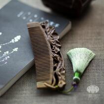 Goddess gift green sandalwood comb carved ancient wind hair anti hair loss electrostatic birthday creative gift for wife
