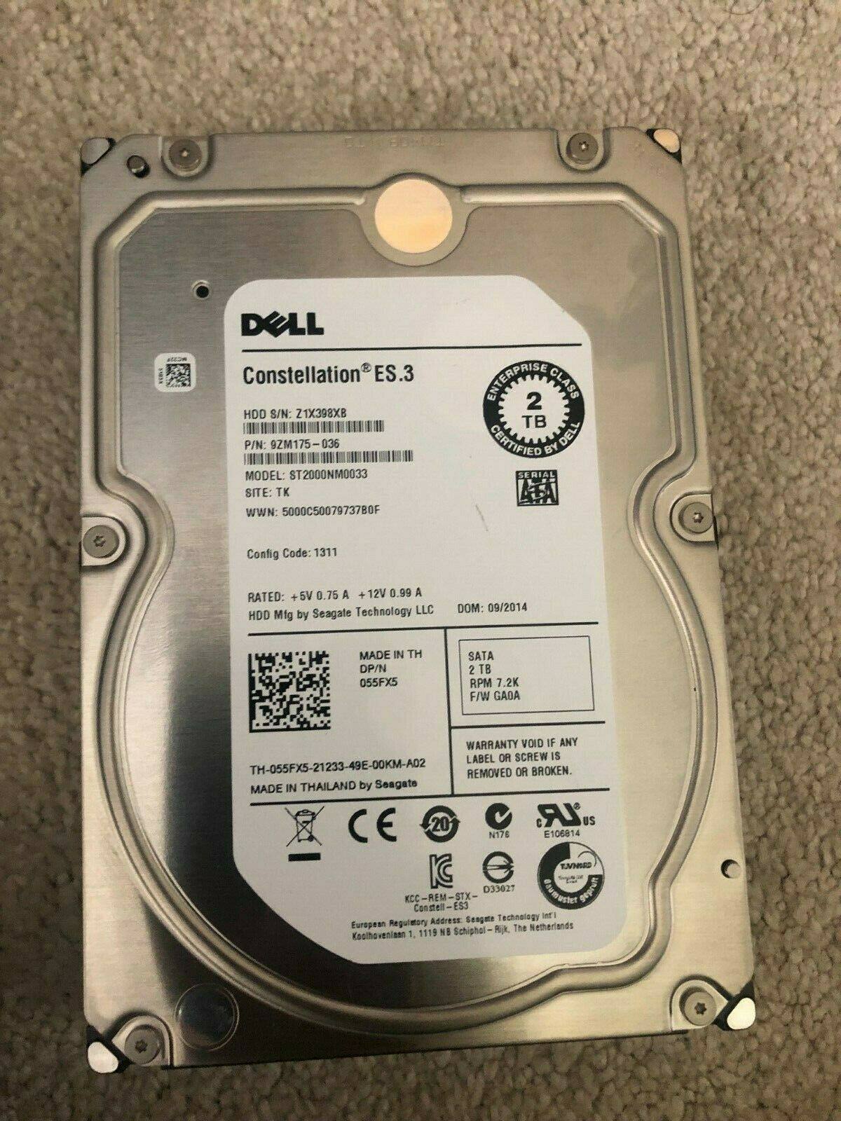 DELL brand new 2T 128M SATA enterprise-grade hard ST2000NM0033 ST2000NM0033 0PCH77 9ZM175-136
