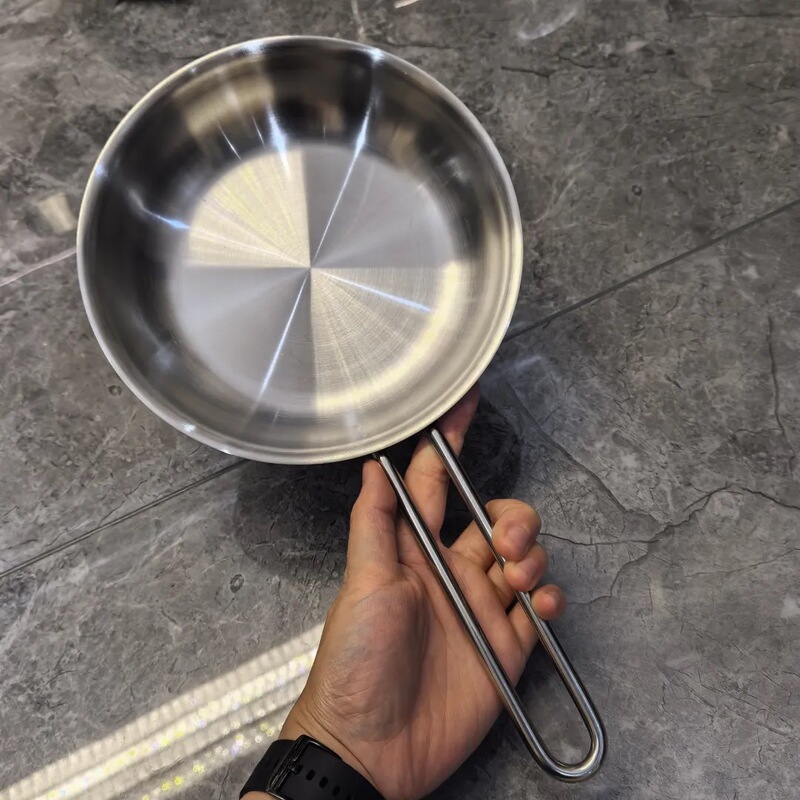Italian Sillies Frying Pan 18cm Breakfast Omelette Pan 18/10 Stainless Steel 5-Layer Steel Non-Coated