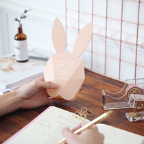 Rabbit alarm clock lazy snooze clock dormitory bedside voice control night light bedroom cartoon mini electronic gift